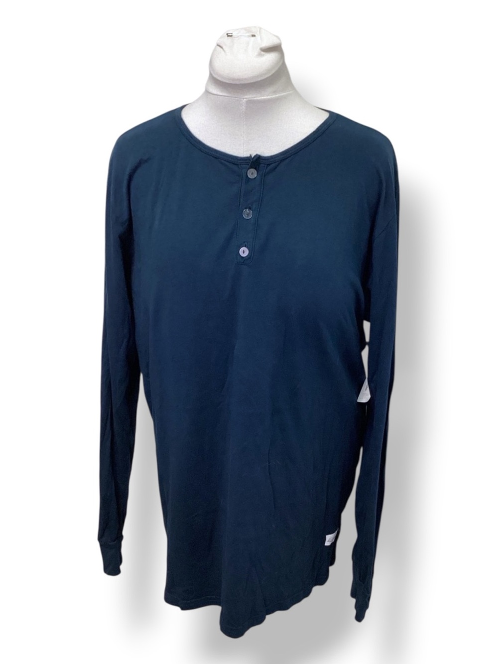 Kinetix Casual Luxury Mens Long Sleeve Henley Top, Blue, size XL